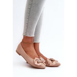 Béžové dámské balerínky s mašlí v akcii, ZA39P KHAKI__32705-38 38