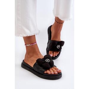 Pantofle s mašlí v černé barvě v akci, M351 BLACK__30714-37 37