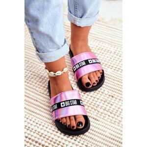 Růžové holografické dámské pantofle Big Star v akci, GG274A008 PINK__12318-41 41
