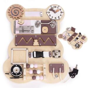 Dřevěná senzorická manipulační deska pro děti - medvěd, Multi__HM328237