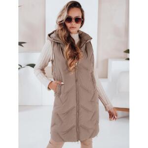 Dlouhá tmavě béžová dámská vesta TY5098, ty5098-XL XL