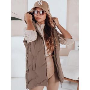 Prošívaná dámská tmavě béžová vesta TY5109, ty5109-XL XL