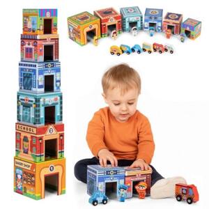 Skládací věž s figurkami a vozidly - 18 dílů, Multi__HC751120