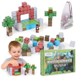 Sada magnetických stavebních kostek pro děti - 100 ks, Multi__HC734453