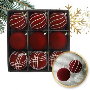 Sada velurových bordó vánočních ozdob - 9 ks, BSN67