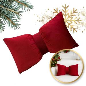 Červený sametový polštář ve tvaru mašle, PDS23