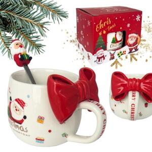 Vánoční hrnek s mašlí a lžičkou - 400 ml, KB25CZE