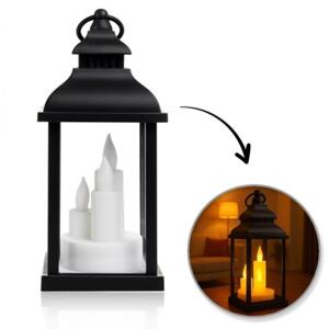 Černá LED lucerna s imitací svíček 10 x 22 cm, LAMP52