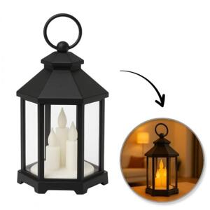 Černá LED lucerna s imitací svíček 12 x 21 cm, LAMP53