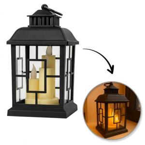 Černá LED lucerna s imitací svíček 12 x 23 cm, LAMP54WZ1