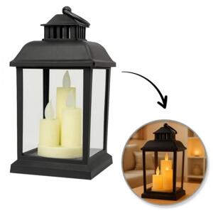Černá LED lucerna s imitací svíček 12 x 23 cm, LAMP54WZ2