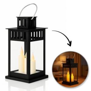 Černá LED lucerna s imitací svíček 8 x 15 cm, LAMP57CZ