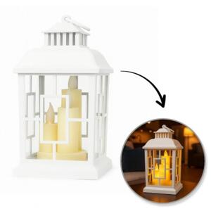 Bílá LED lucerna s imitací svíček 12 x 23 cm, LAMP54WZ3