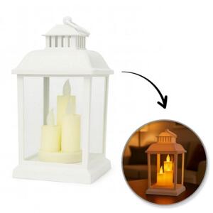 Bílá LED lucerna s imitací svíček 12 x 23 cm, LAMP54WZ4