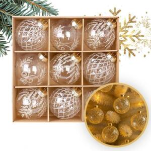 Sada vánočních koulí se zlatými motivy - 9 ks, BSN61