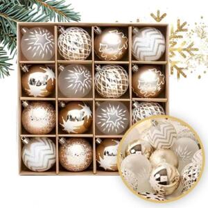 Sada vánočních ozdob ve zlaté barvě - 16 ks, BSN55