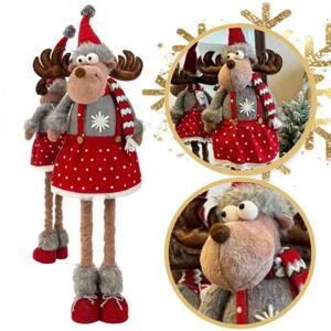 Plyšový vánoční sob s vysouvacíma nohama - 60-90 cm, KSN202