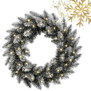 Zasněžený vánoční věnec s 50 LED světýlky - 50 cm, WSN30