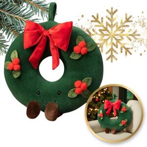 Vánoční sametový polštář ve tvaru věnce - 45 cm, PDS18