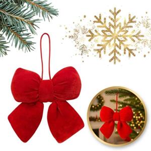 Červená sametová mašle na stromeček - 14 x 5 cm, WOZ41