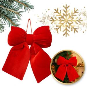 Sametová červená mašle na stromeček - 20x20 cm, WOZ42