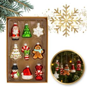 Sada skleněných vánočních ozdob - 9 ks, BSN64