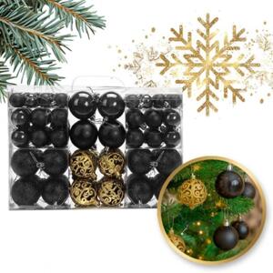 Černo-zlatá sada vánočních koulí - 100 ks, BSN65