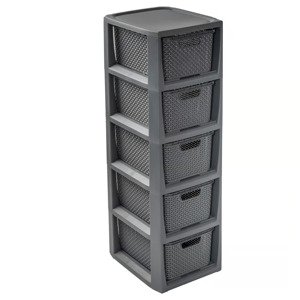 Regál s 5 šuplíky Rattan Antracit BRANQ