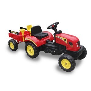 Šlapací traktor Branson s přívěsem červený