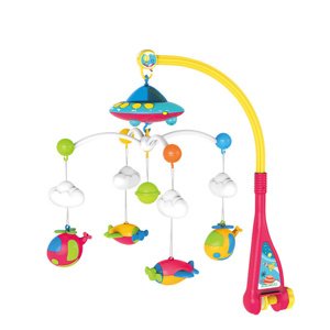 Lean Toys Kolotoč nad postýlku pro miminko UFO letadla projektor 108 melodií