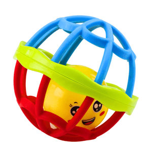 Lean Toys Senzorický gumový míč s chrastítkem barevný