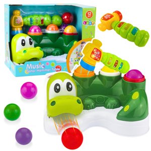 Lean Toys Arkádová hra s míčem, klepadlem, kladivem, interaktivním krokodýlem