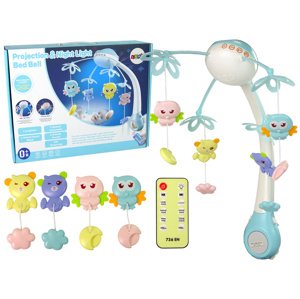 Lean Toys Kolotoč nad postýlku s projektorem modrý