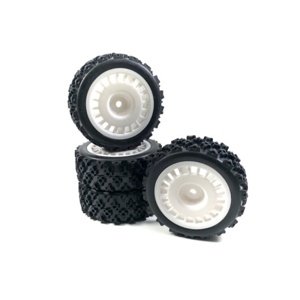 Sportovní pneumatiky Rally Block Design 1:10 včetně disků, sada 4ks, bílé Pneumatiky a disky IQ models