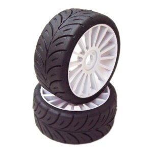 1/8 GT Sport gumy HARD nalepené gumy, šedé disky, 2ks. Příslušenství auta IQ models