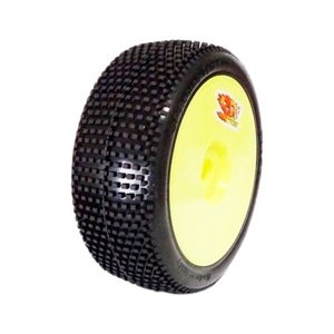 1/8 RICKY COMPETITION OFF ROAD gumy nalepené gumy, SUPER SOFT směs, žluté disky, 2ks. Kola IQ models