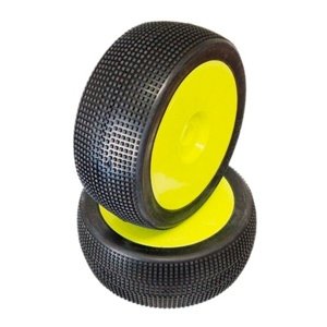 1/8 MICRO PIN COMPETITION OFF ROAD gumy nalepené gumy, SUPER SOFT směs, žluté disky, 2ks. Příslušenství auta IQ models