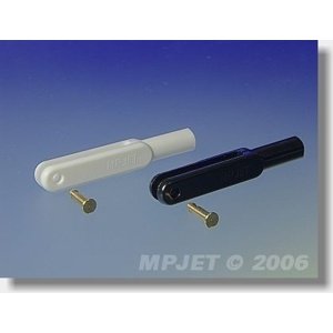 Vidlička plast, délka 44 mm, šířka drážky 3, čep pr. 2,5, M3, bílá, balení 10 ks Příslušenství letadla IQ models