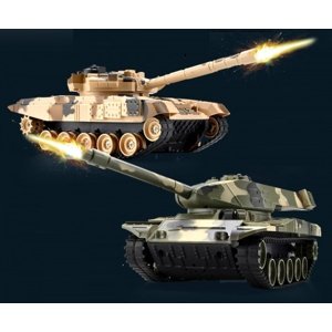 Tanková bitva ABRAMS- Zánovní, Zelený tank vada ESC- nespáruje se s ovladačem, outlet RC tanky IQ models