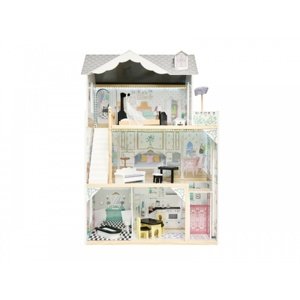 Knoki Dřevěný domeček pro panenky s nábytkem XXL LED Home IQ models