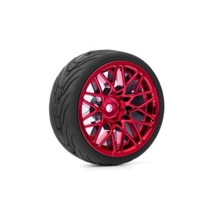 Spec T LS Wheel Offset 3 Red w/Tire 4ks pro 1/10 Silniční Příslušenství auta IQ models
