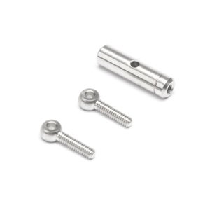 Mosazný poniklovaný napínák M2, délka 20-28mm, očka vnitřní vrtání 1,7mm, 10 ks. Příslušenství letadla IQ models