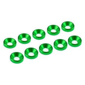 3 mm hliníkové konické podložky zelené, 10 ks. Spojovací materiál IQ models