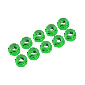 M3 hliníkové samojistné matičky zelené, 10 ks. Spojovací materiál IQ models