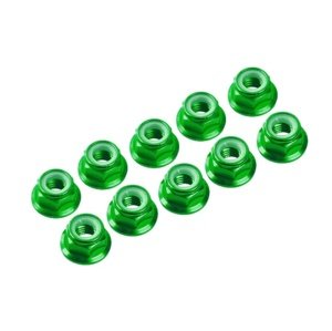 M4/4 mm hliníkové samojistné matičky s osazením zelené, 10 ks. Spojovací materiál IQ models