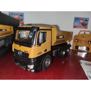 Mercedes-Benz Arocs, profesionální celokovový proporcionální sklápěč, nosnost 3,5 kg ROZBALENO RC stavební stroje IQ models