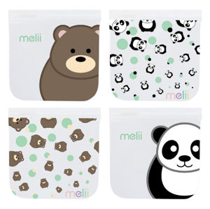 Opakovatelně použitelné sáčky na svačinu 4ks - Panda, Medvěd