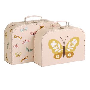 A Little Lovely Company - sada dvou kartonových kufříků - motýlci