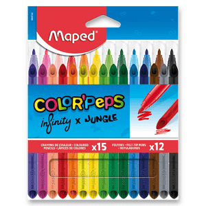 Pastelky Maped Infinity 15 ks + 12 ks fixů Jungle