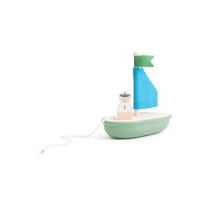 Dřevěná plachetnice s kapitánem - Sleva poškozený obal